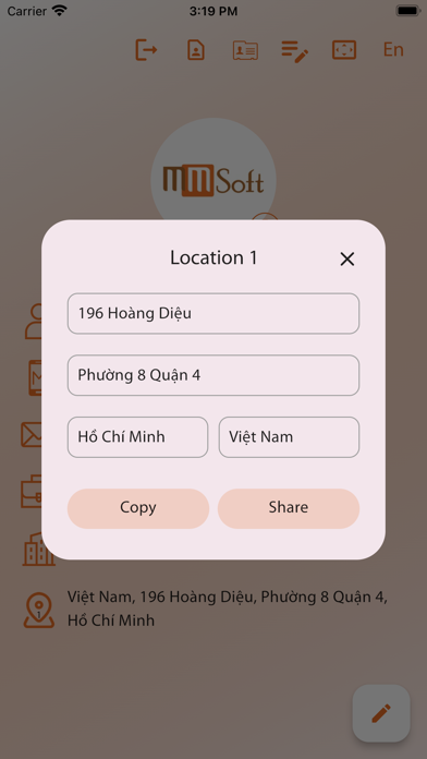 Ảnh chụp màn hình của eNameCard